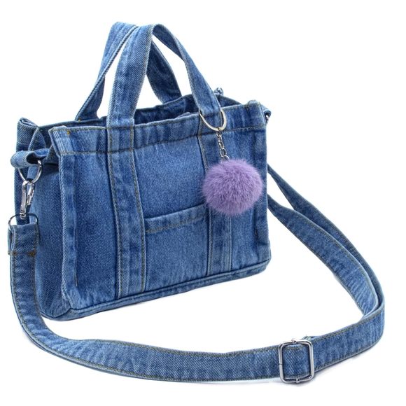 Soonercozer Crossbody Denim Purse Fashion Small Hobo Bag Stylish Handbag Tote : - Picture 1 of 6